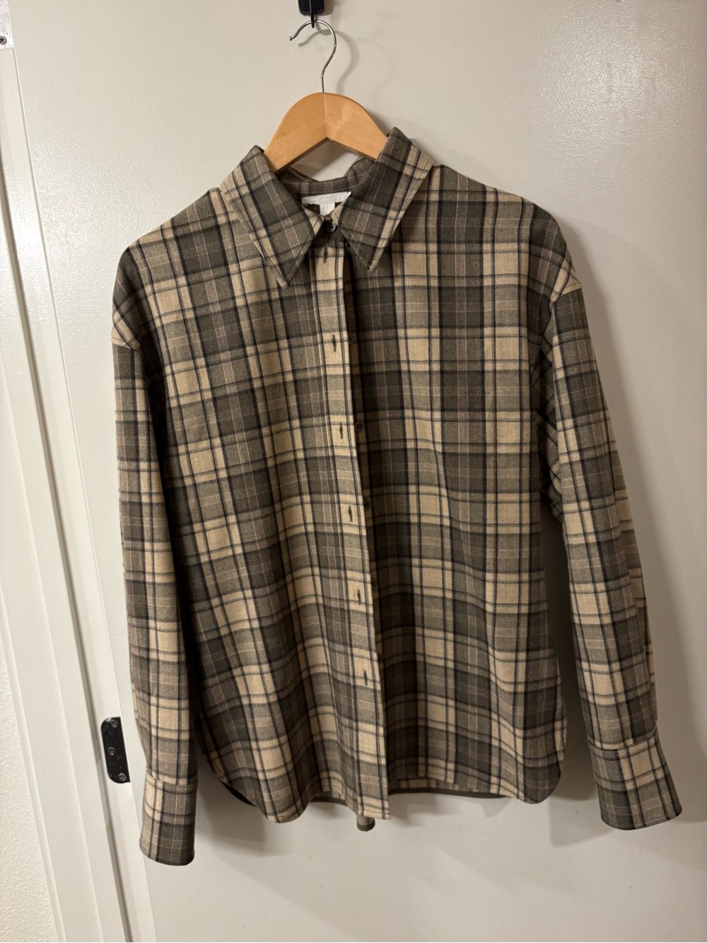 COS Plaid Shirt in Beige and Gray and Black